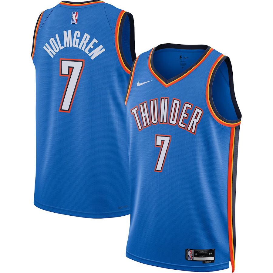 Men Oklahoma City Thunder 7 Chet Holmgren Nike Blue 2022 NBA Draft First Round Pick Player Swingman NBA Jersey